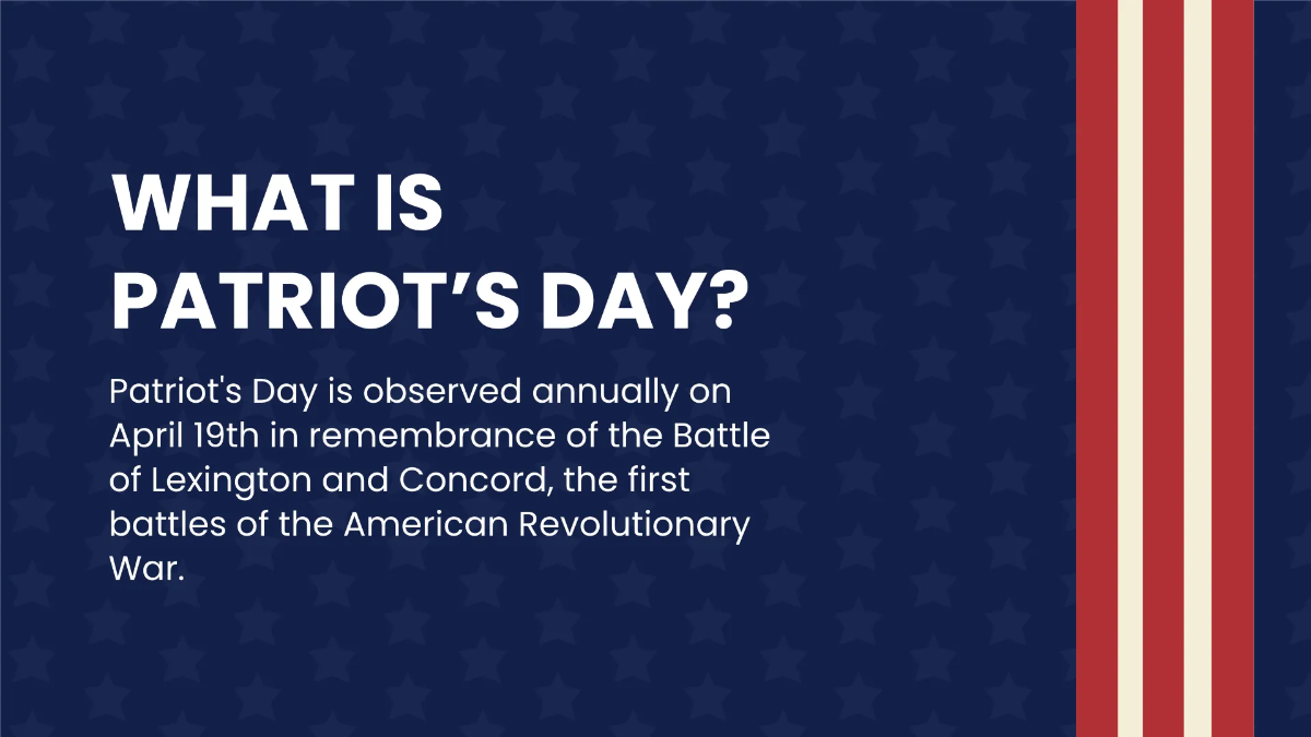 Free Patriot's Day Powerpoint Presentation Template to Edit Online