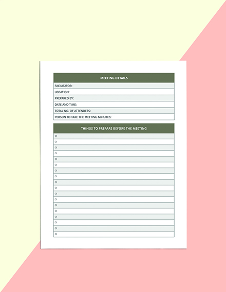 Family meeting Planner Template Editable