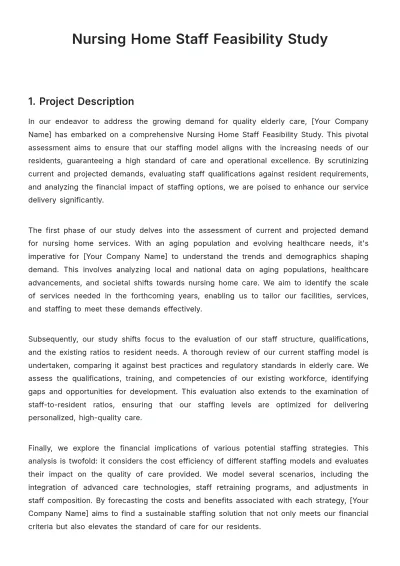 Free Nursing Home Staff Feasibility Study Template to Edit Online