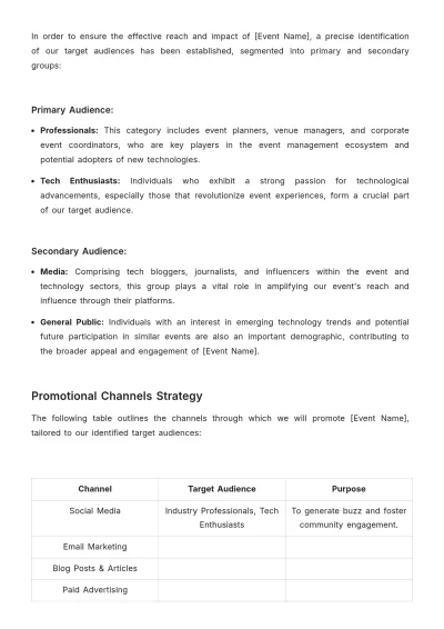 Free Event Technology Deployment Advertising Plan Template to Edit Online