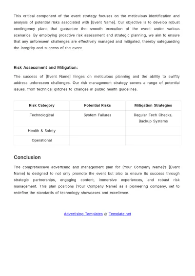 Free Event Technology Deployment Advertising Plan Template to Edit Online