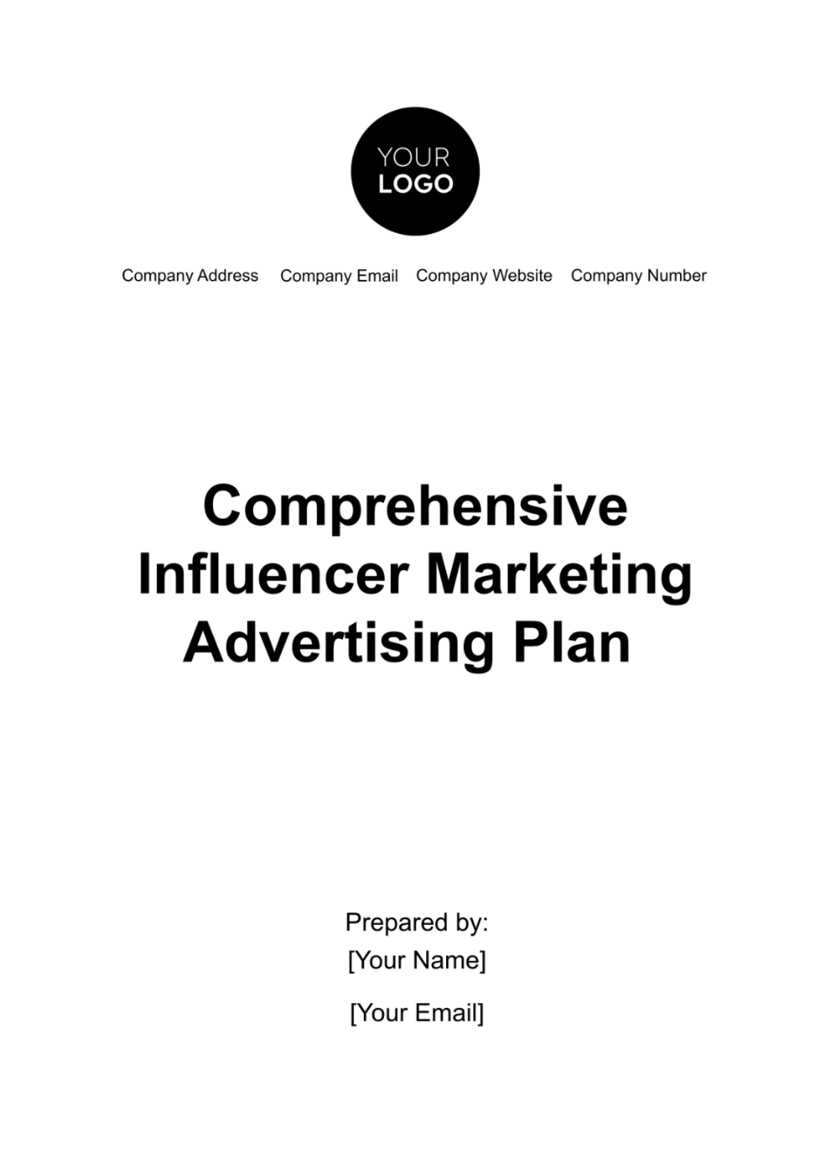 Comprehensive Influencer Marketing Advertising Plan Template - Edit Online & Download