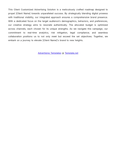 Free Client Customized Advertising Solution Template to Edit Online