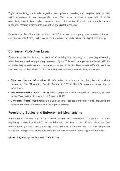 Free International Advertising Law Compliance Overview Template to Edit Online