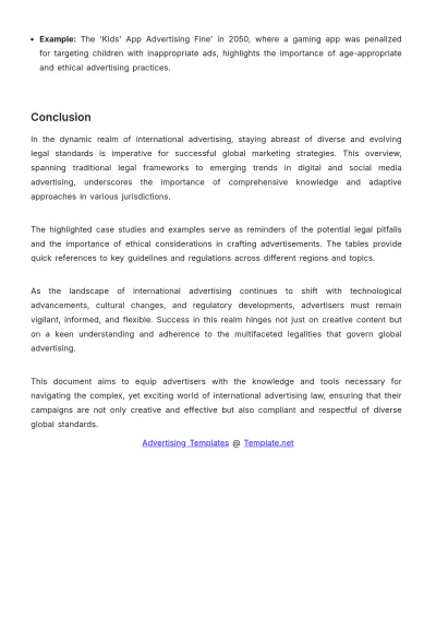 Free International Advertising Law Compliance Overview Template to Edit Online