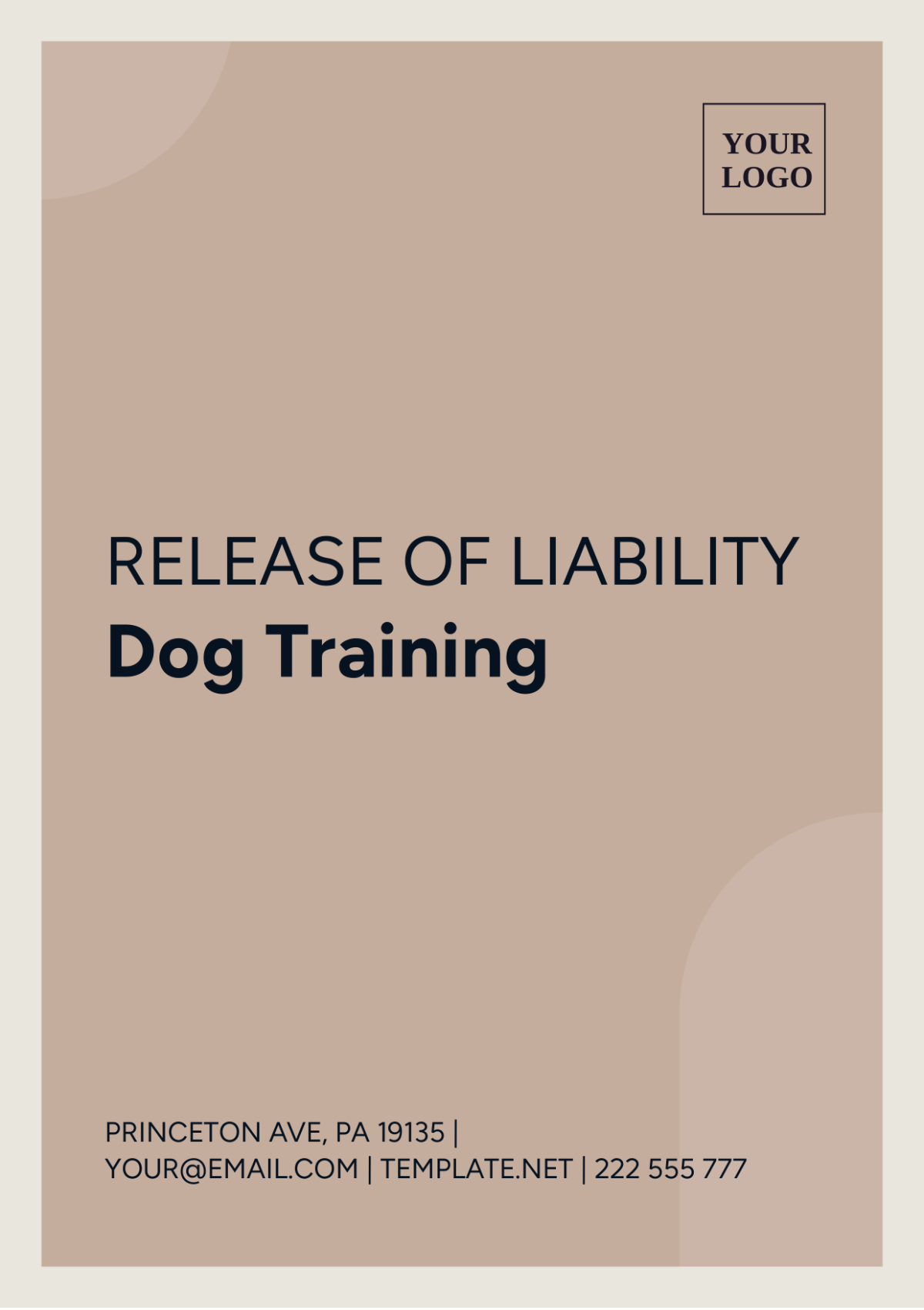 Release Of Liability Dog Training Template