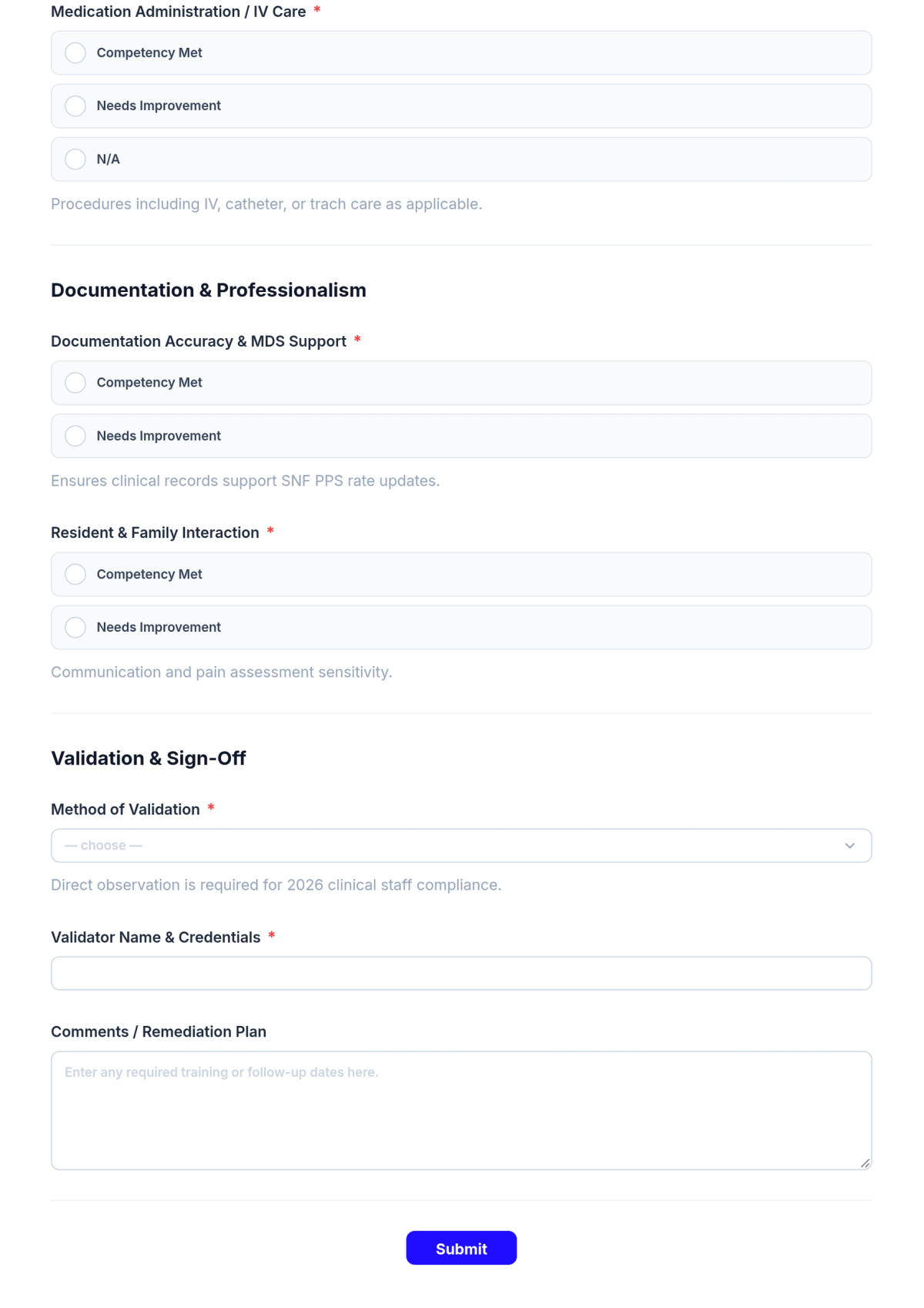 Free Nursing Home Skill Competency Checklist Template & AI Maker Free Nursing Home Skill Competency Checklist Template & AI Maker