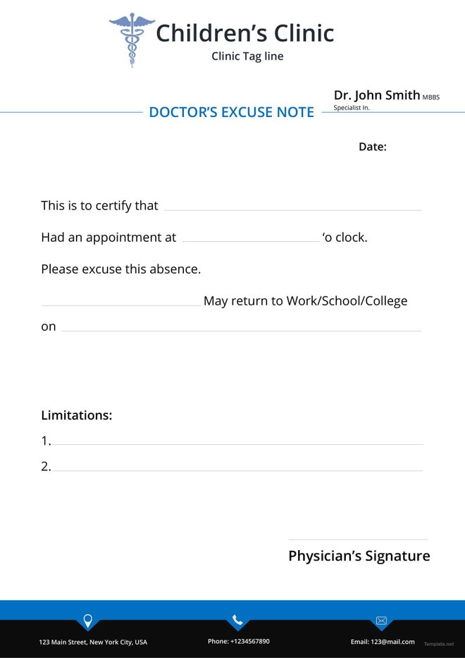 Doctor s Excuse Note Template In Microsoft Word Apple Pages PDF 