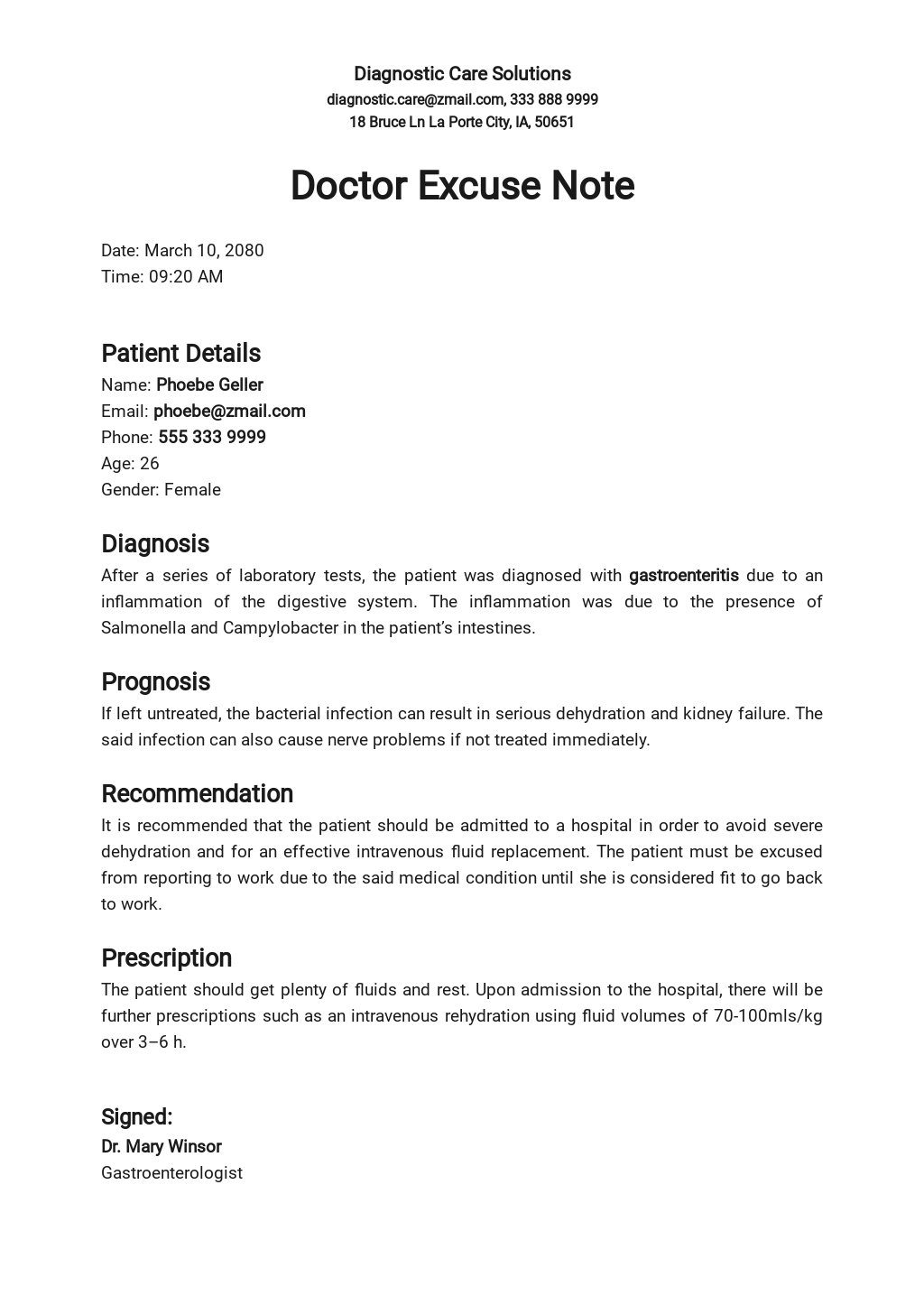 Doctor Excuse Note - Google Docs, Word, Apple Pages, PDF Within Medical Sick Note Template