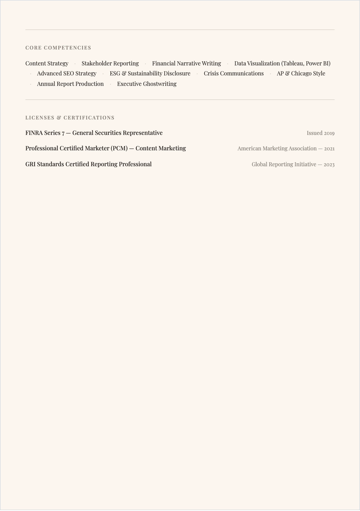 Free Business Writer ATS Resume Template, AI Resume Builder