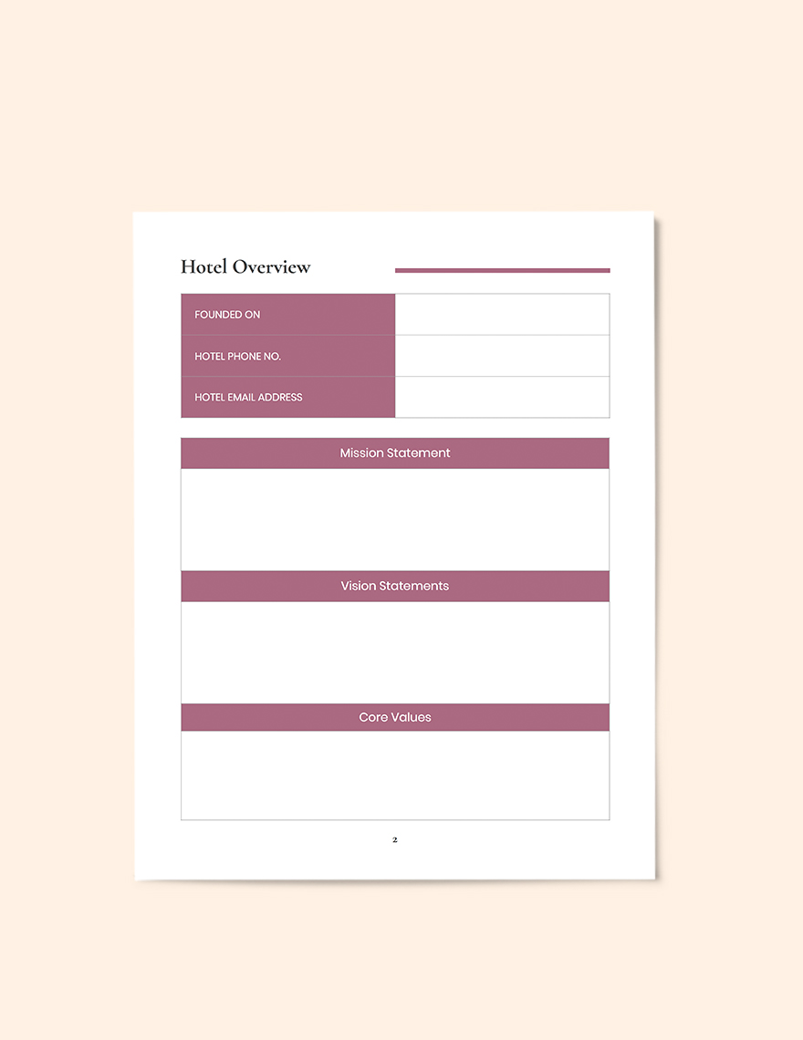 Hotel Business Planner Template
