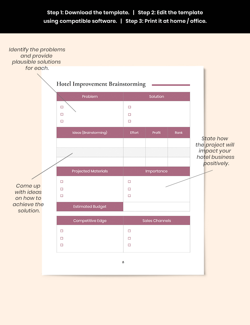 Hotel Business Planner Template