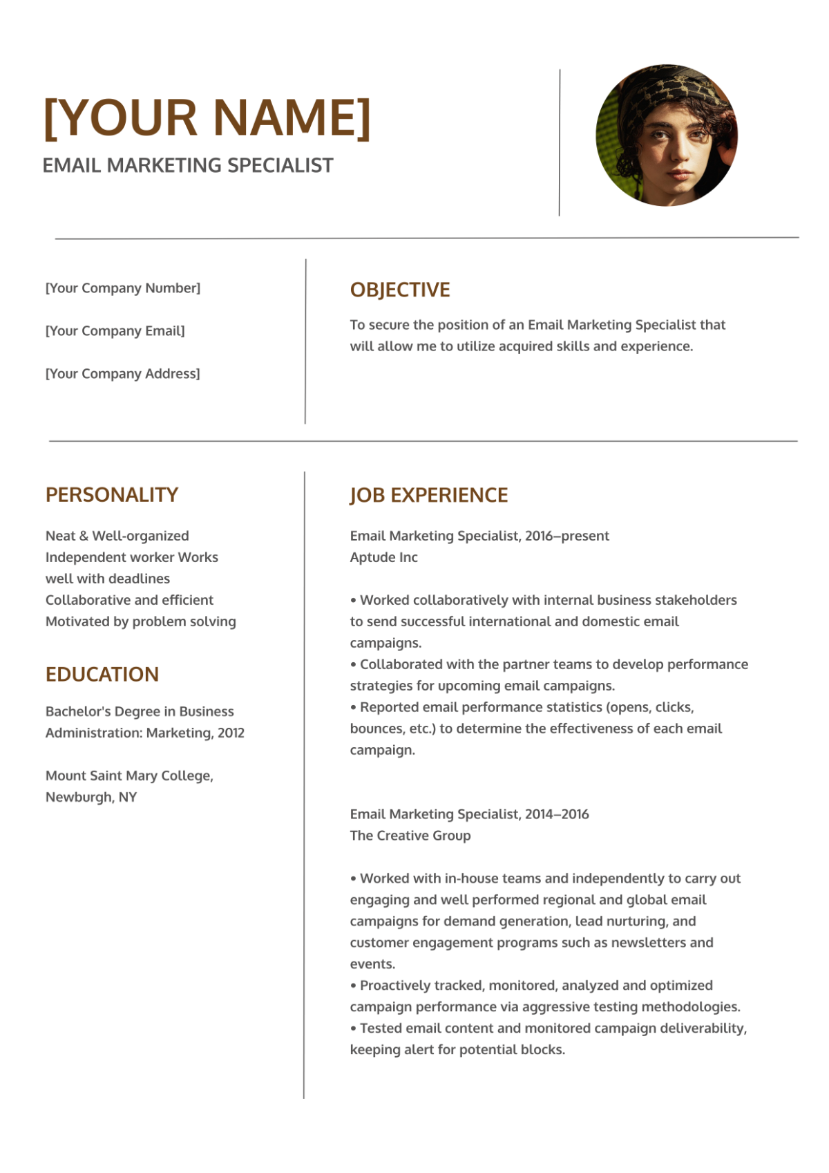 Email Marketing Specialist Resume