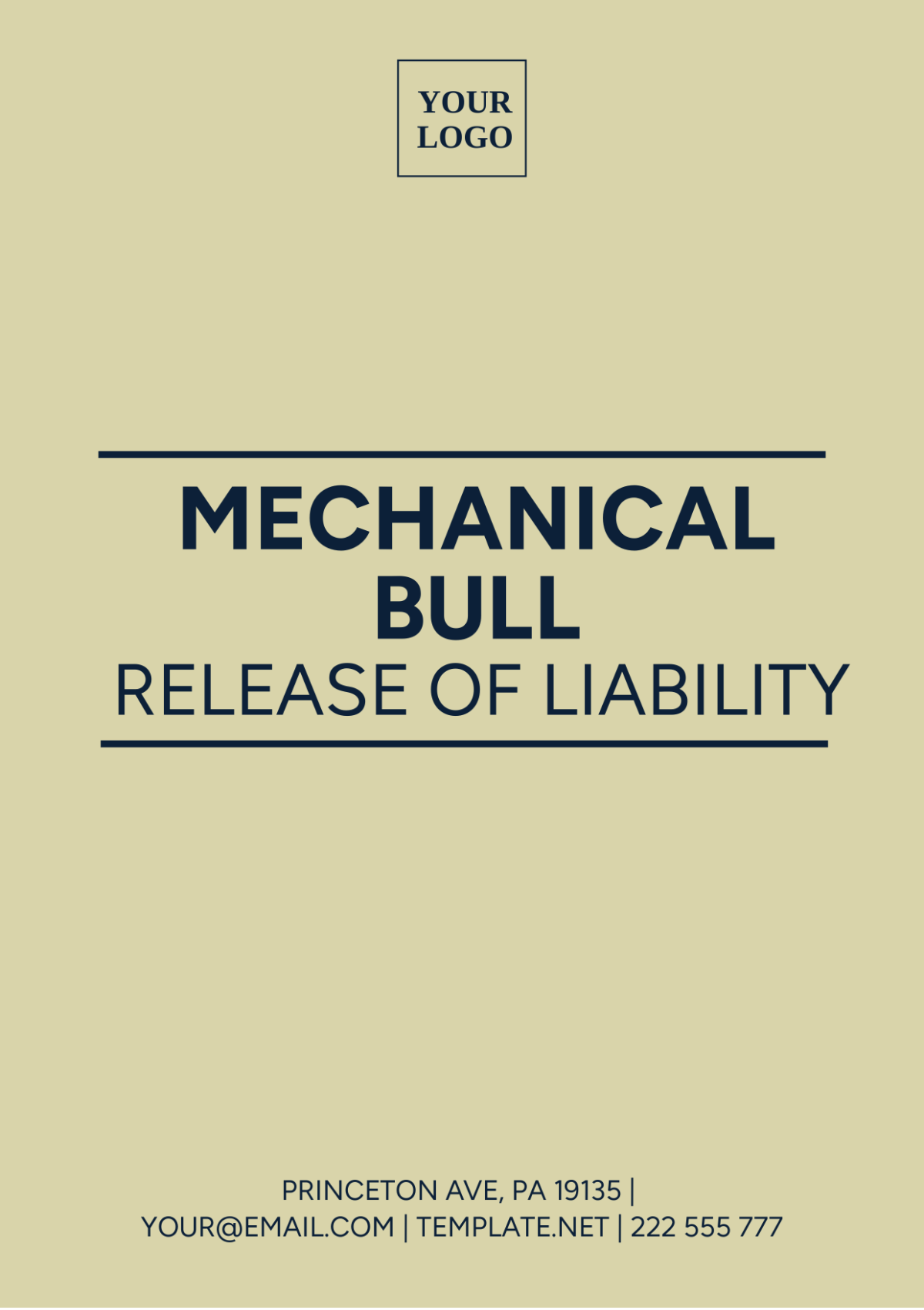 Mechanical Bull Release Of Liability Template