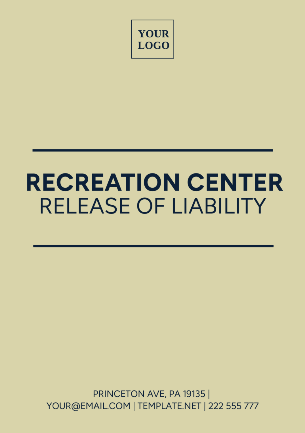 Recreation Center Release Of Liability Template