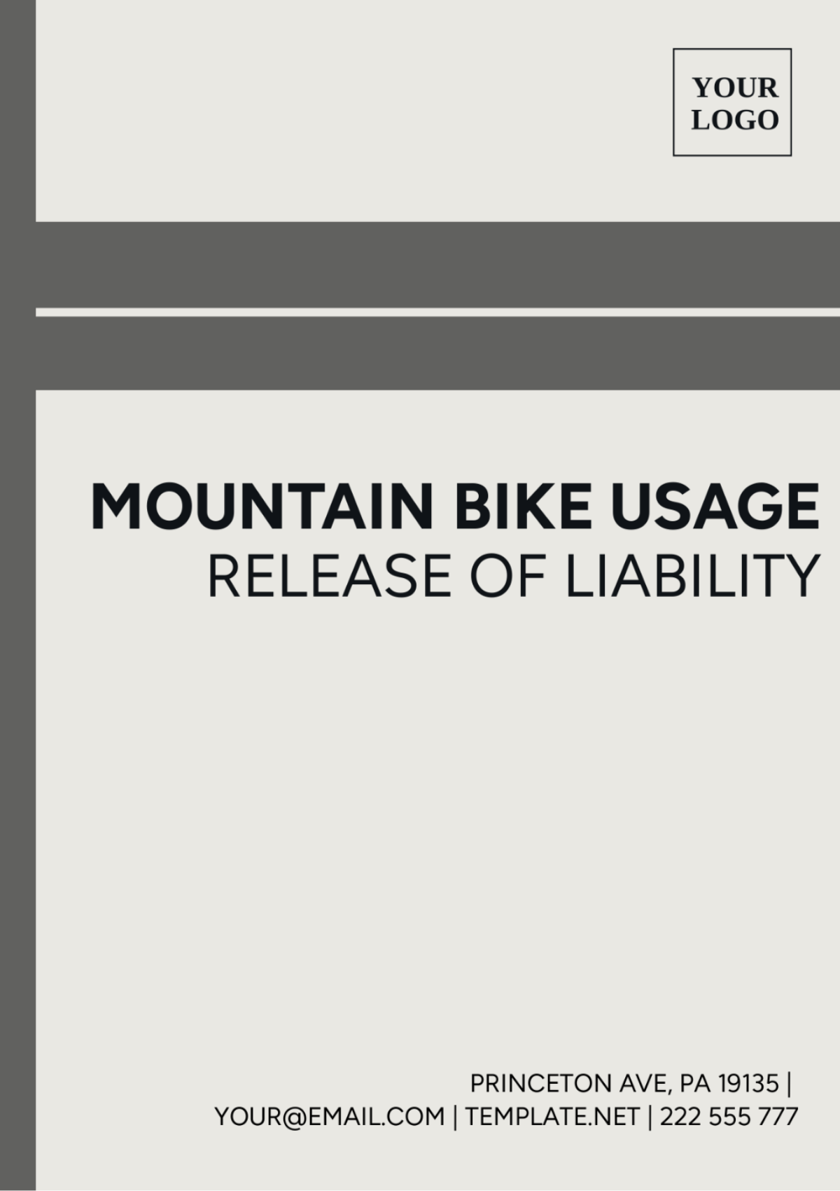 Mountain Bike Usage Release Of Liability Template