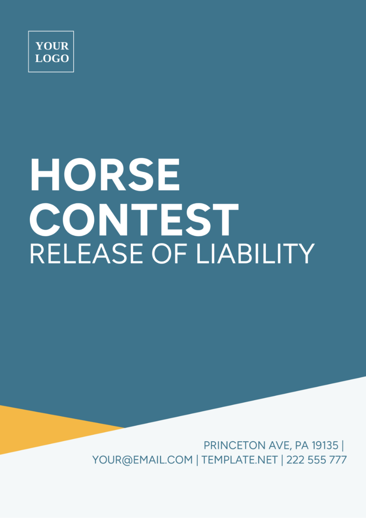Horse Contest Release Of Liability Template