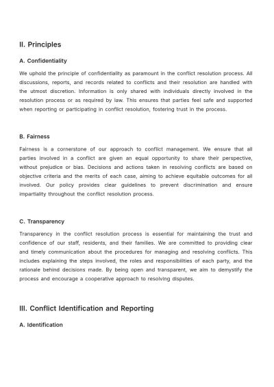 Free Nursing Home Conflict Management Policy & Procedure Template to Edit Online