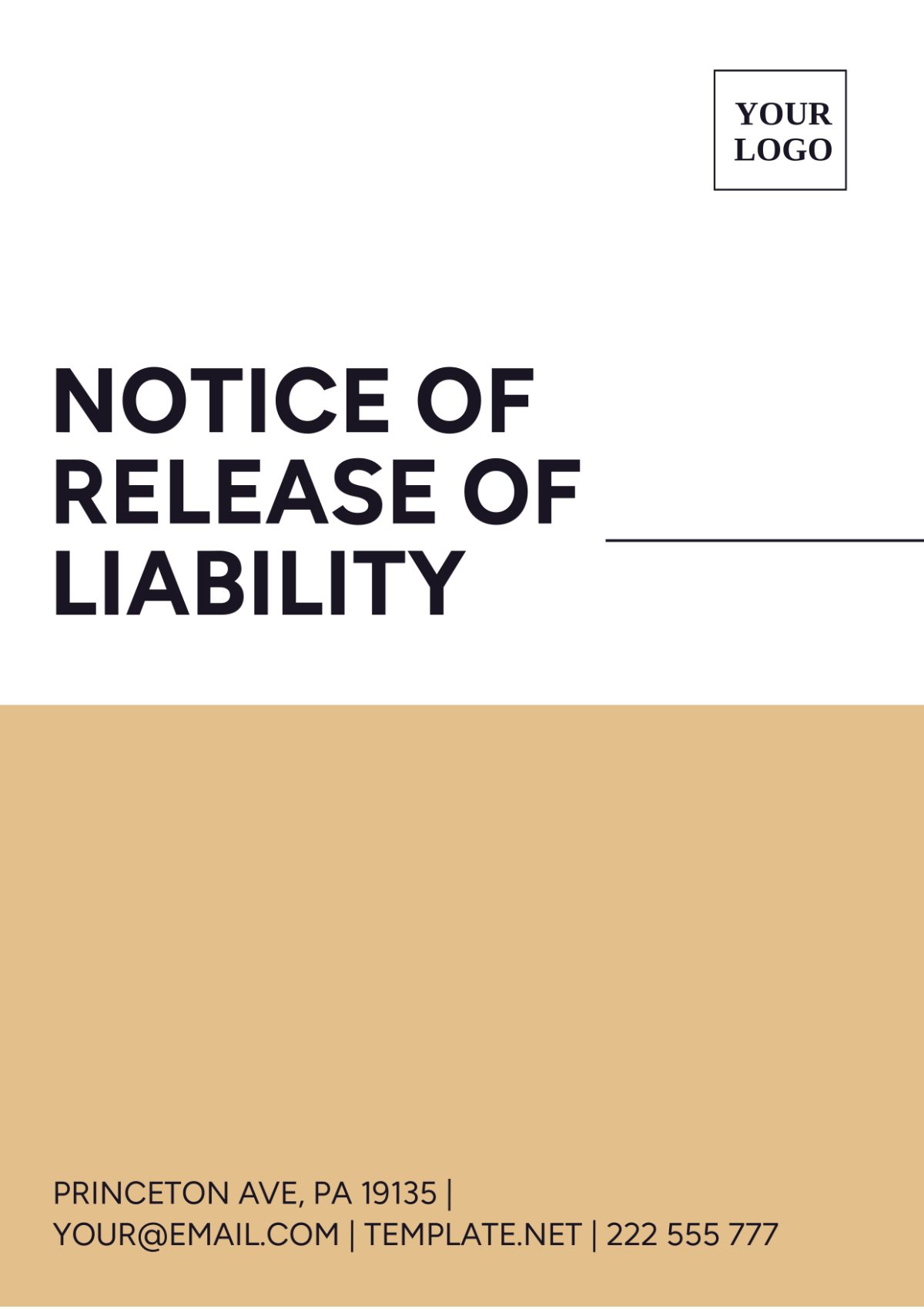 Notice Of Release Of Liability Template