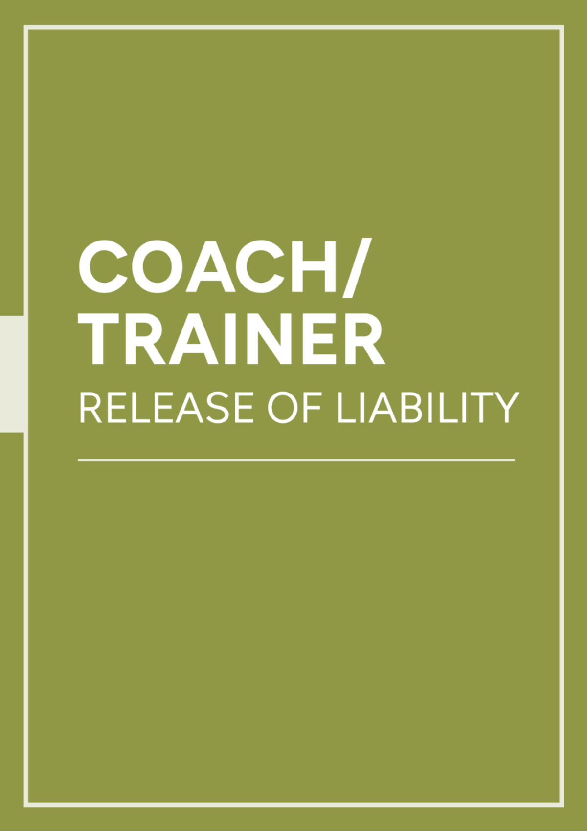 Coach/Trainer Release Of Liability Template