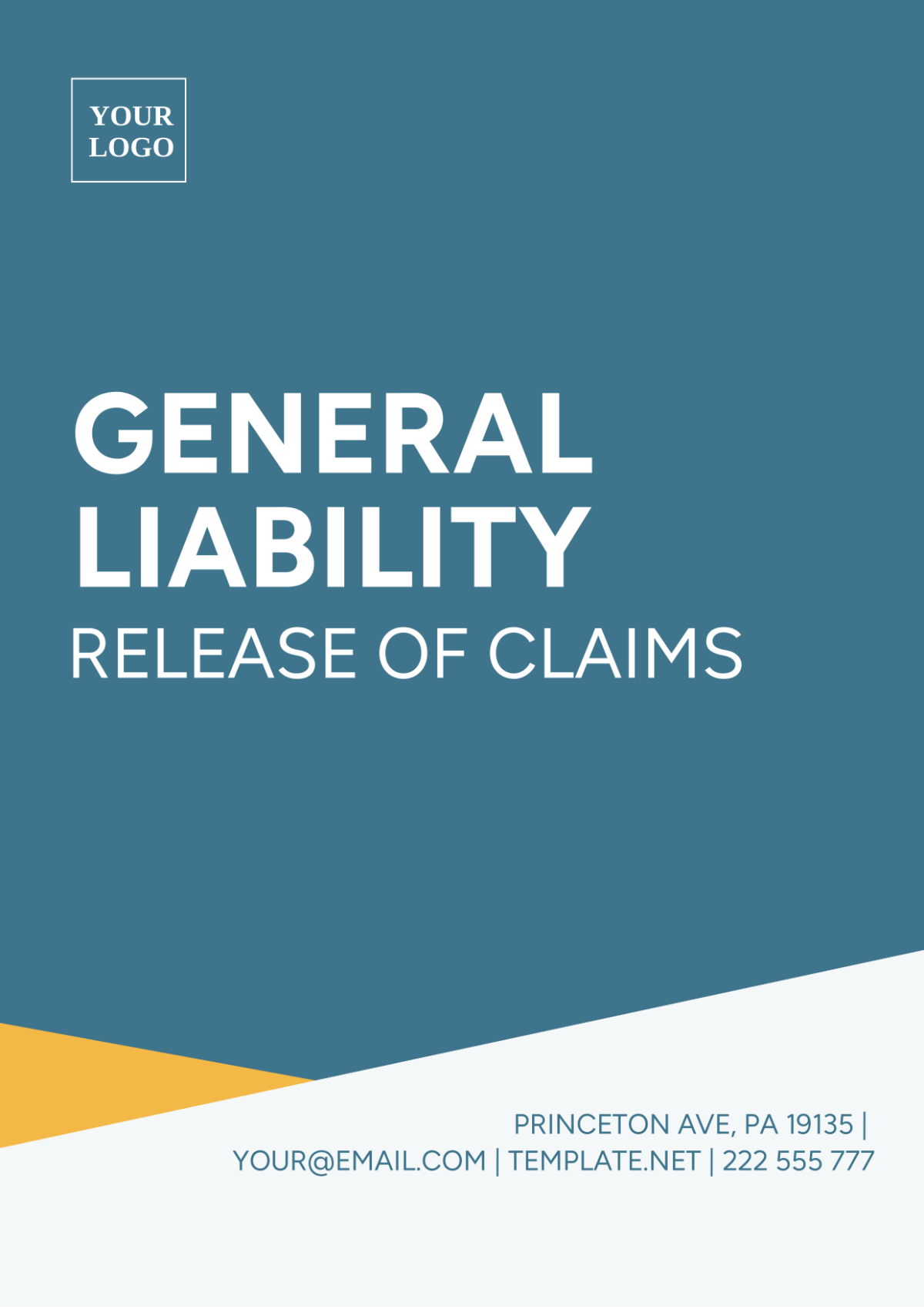 General Liability Release Of Claims Template
