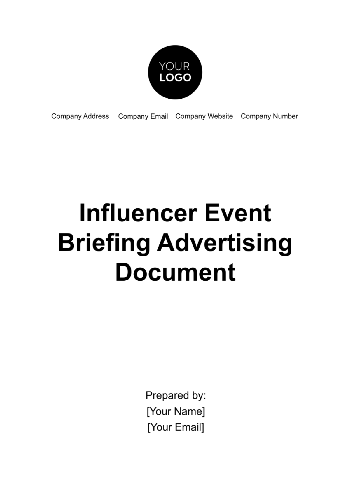 Influencer Event Briefing Advertising Document Template - Edit Online & Download