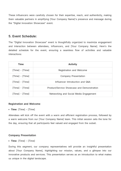 Free Influencer Event Briefing Advertising Document Template to Edit Online