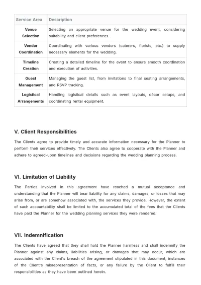 Free Wedding Planner Release Of Liability Template to Edit Online