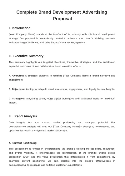 Free Complete Brand Development Advertising Proposal Template to Edit Online