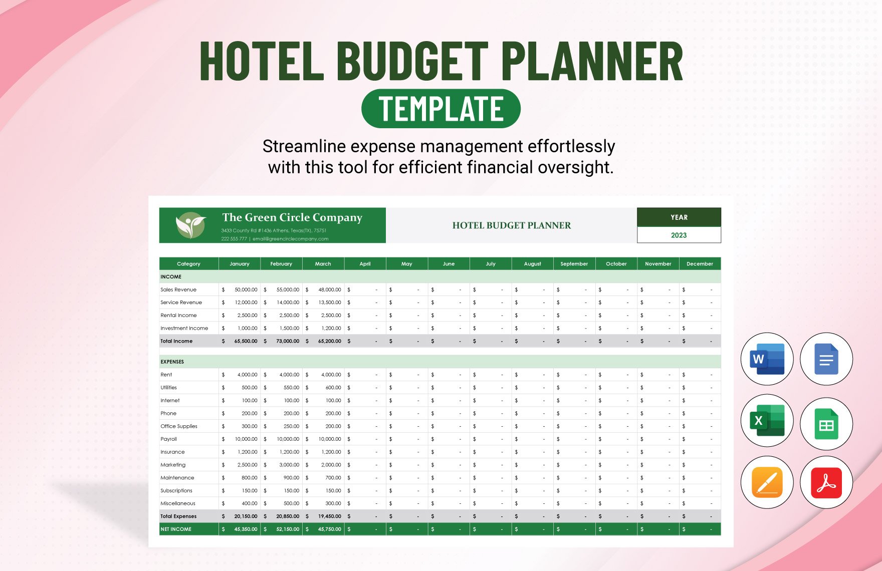 Hotel Budget Planner Template in Word, Google Docs, Excel, PDF, Google Sheets, Apple Pages