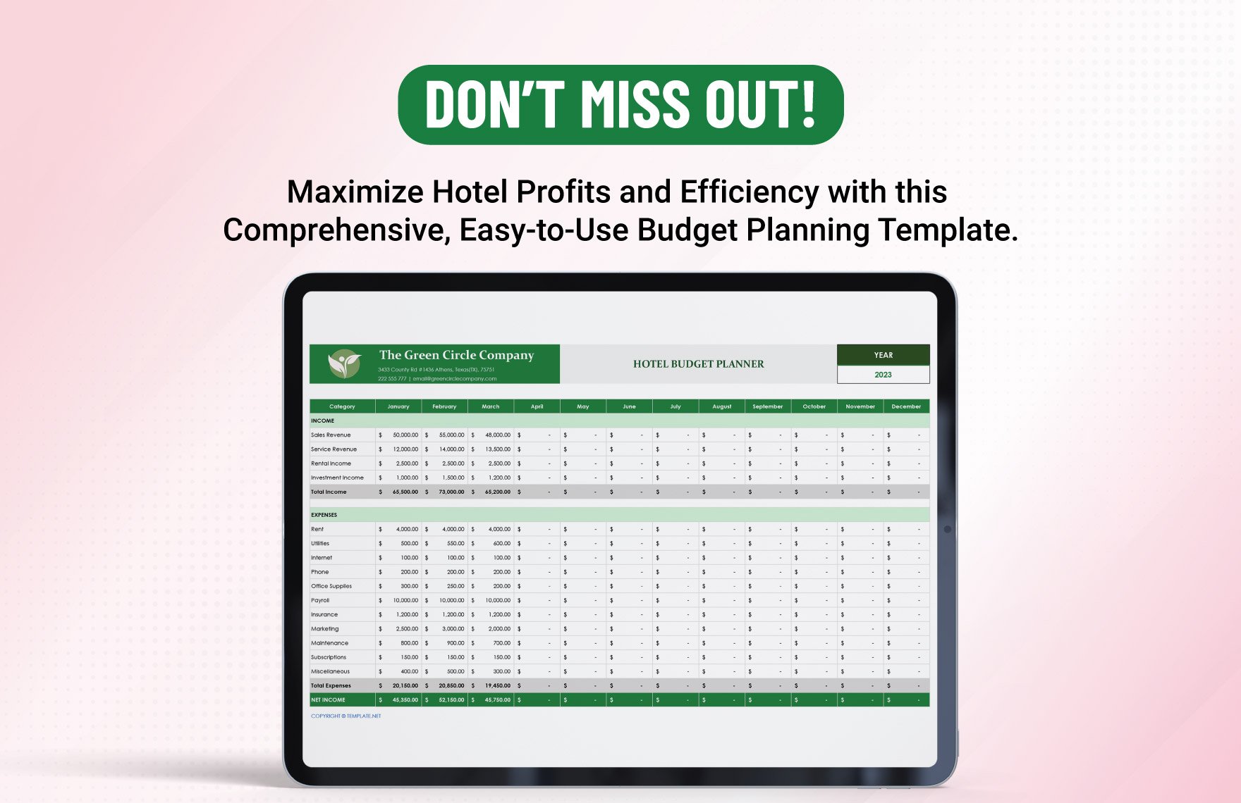 Hotel Budget Planner Template