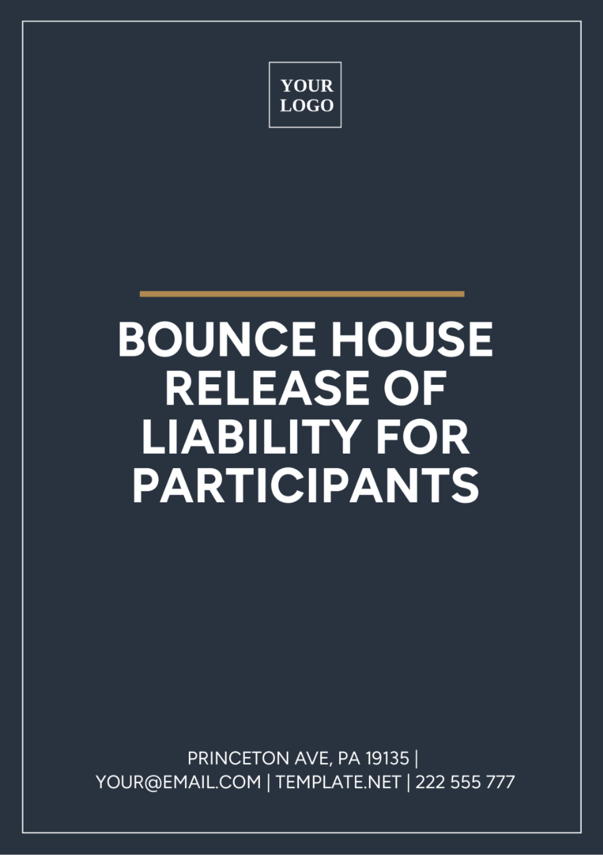 Bounce House Release Of Liability For Participants Template