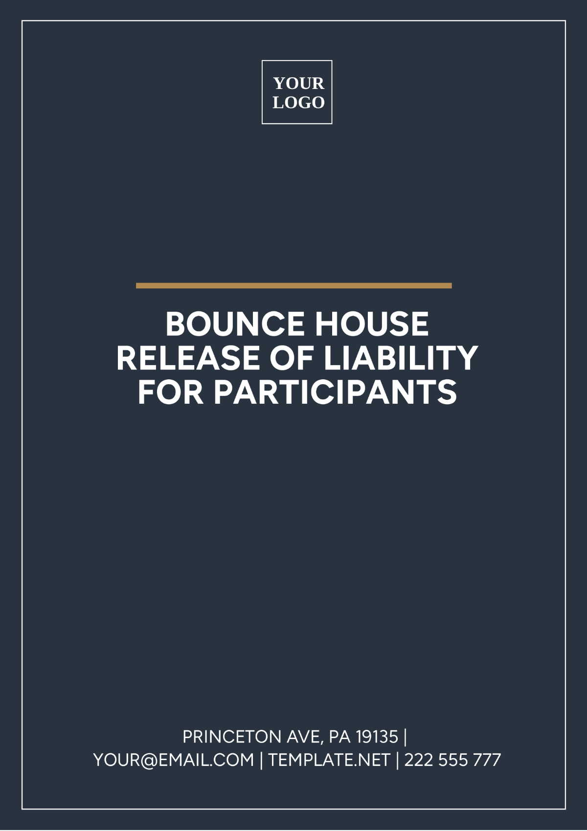 Bounce House Release Of Liability For Participants Template