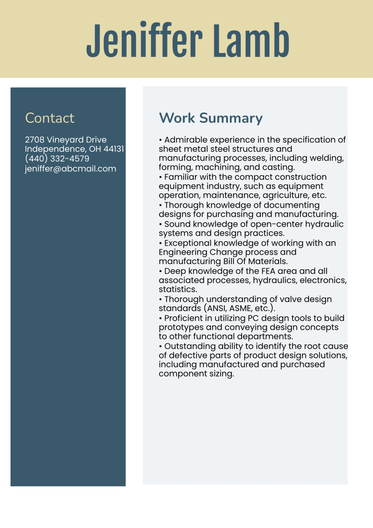 Free Design Engineer Resume Template to Edit Online