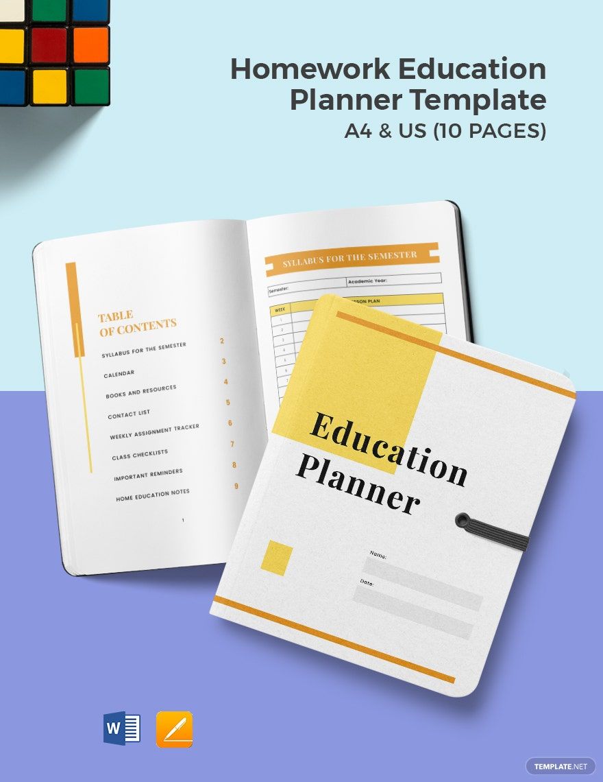 Homework Education Planner Template