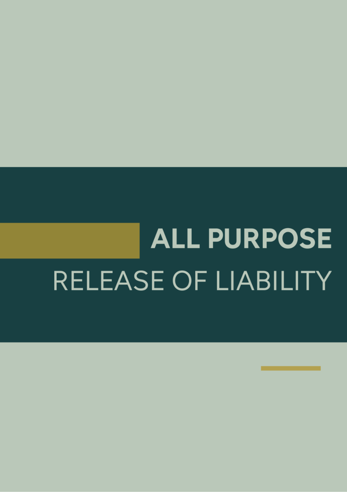All Purpose Release Of Liability Template