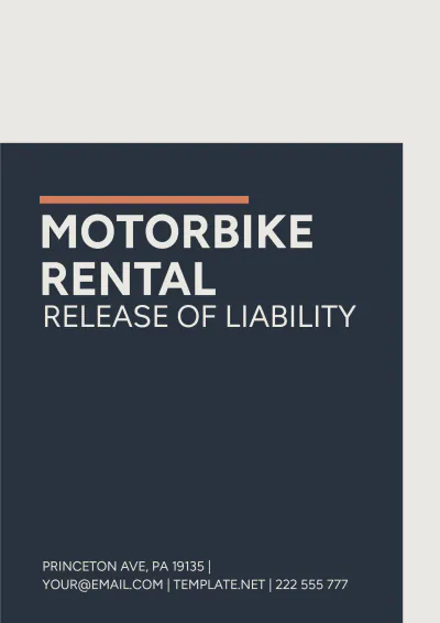 Free Motorbike Rental Release Of Liability Template to Edit Online