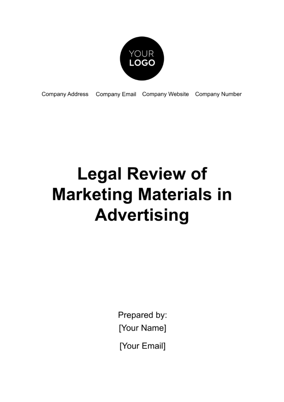 Free Legal Review of Marketing Materials in Advertising Template