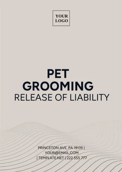Free Pet Grooming Release Of Liability Template to Edit Online