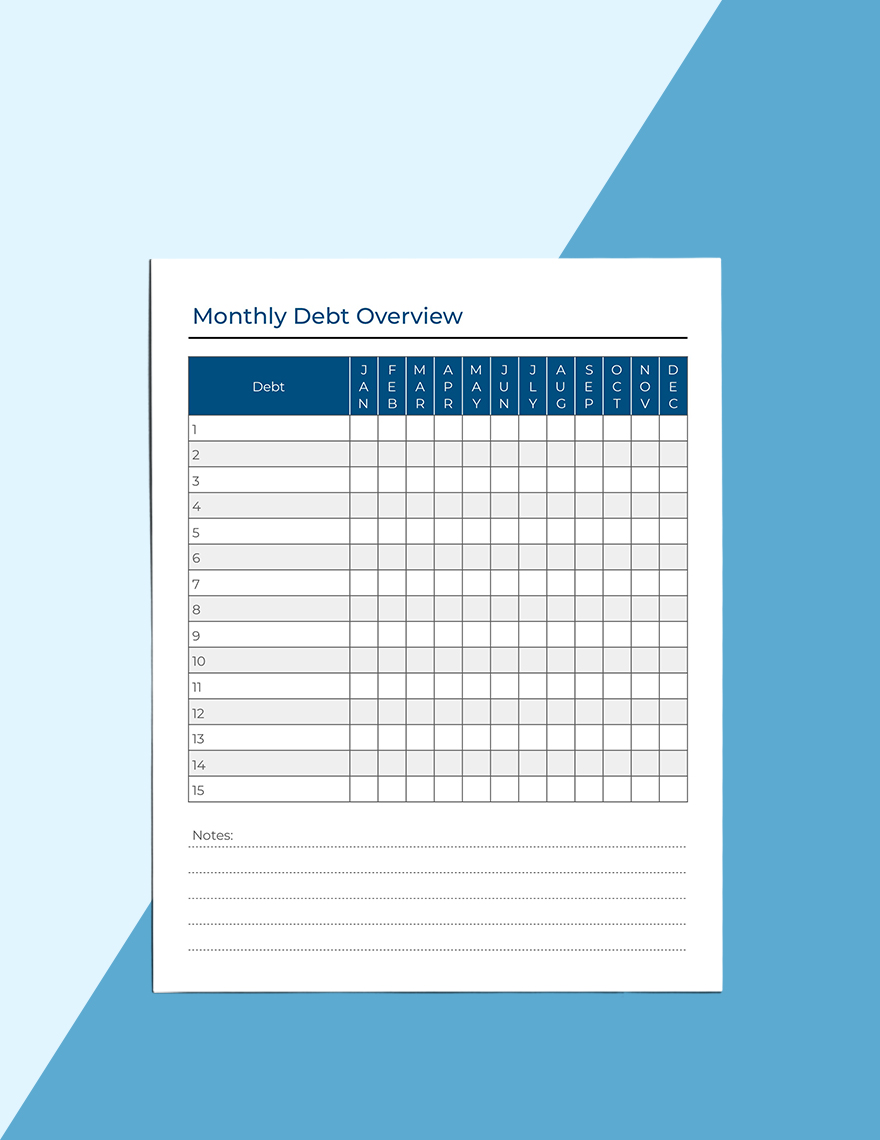 Monthly Debt Planner Template