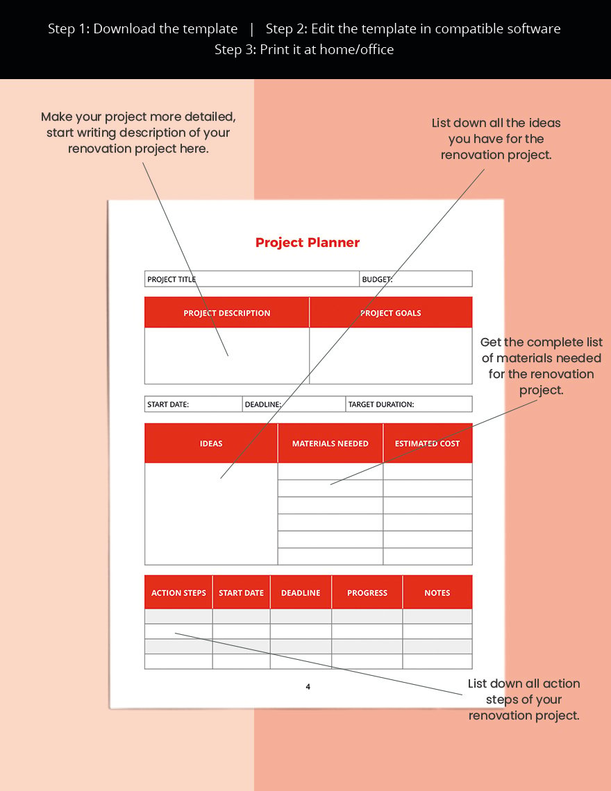 Home Renovation Project Planner Template