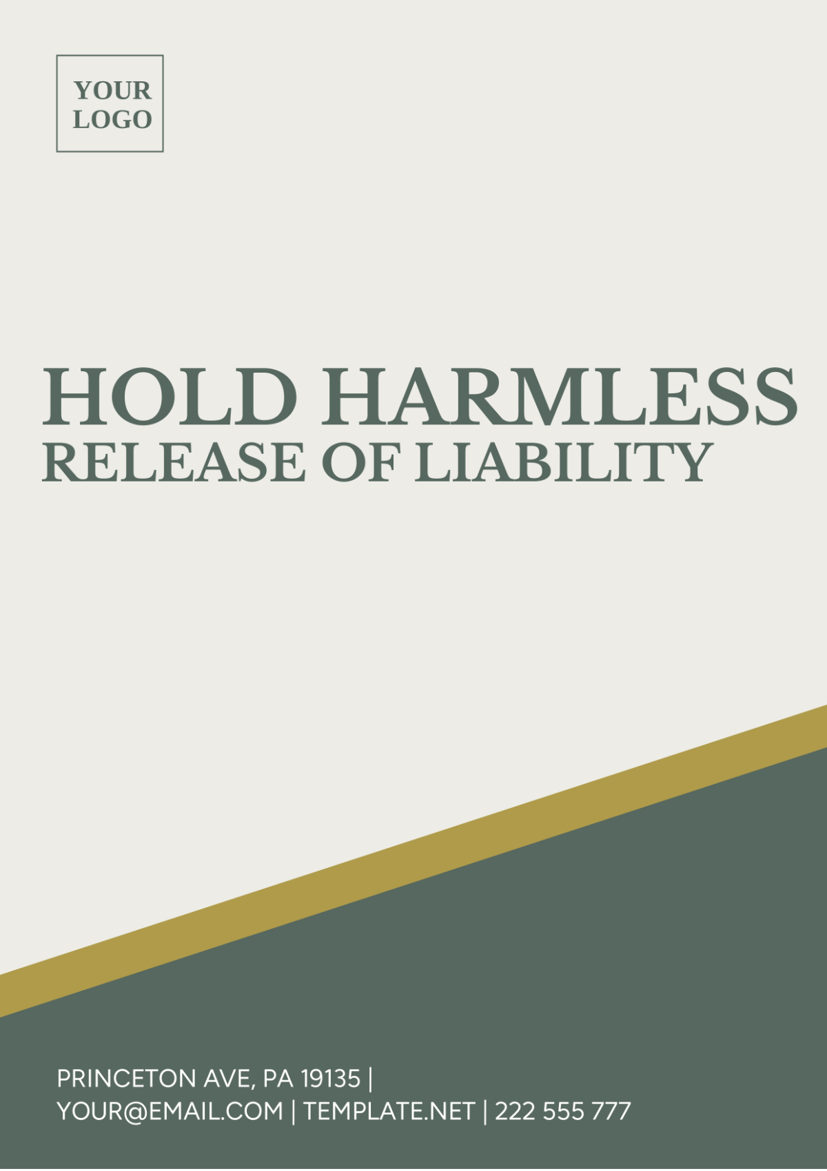 Hold Harmless Release of Liability Template