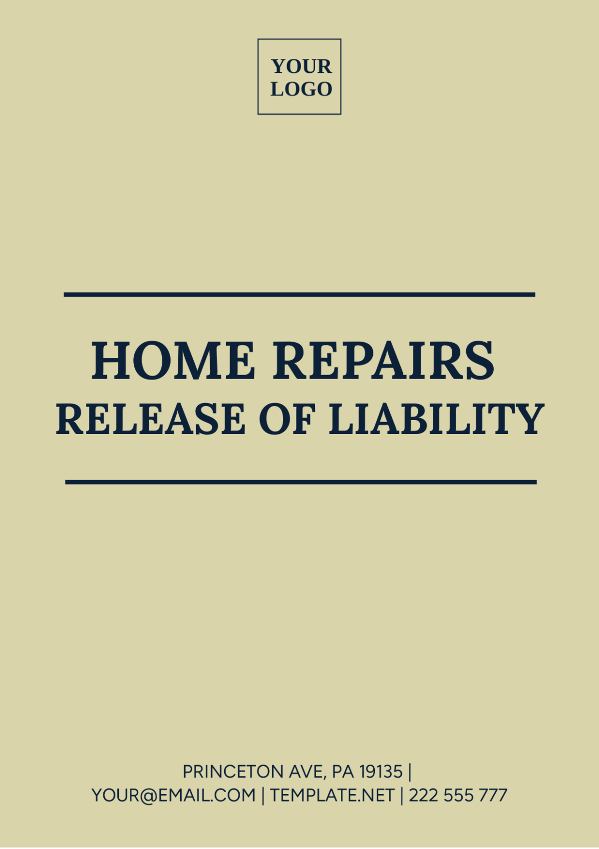 Home Repairs Release of Liability Template