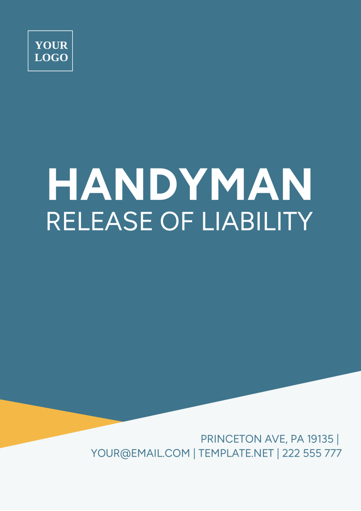 Handyman Release Of Liability Template