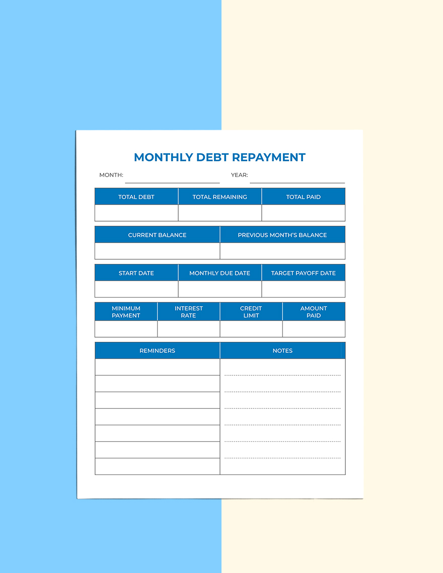 Printable Debt Planner Example