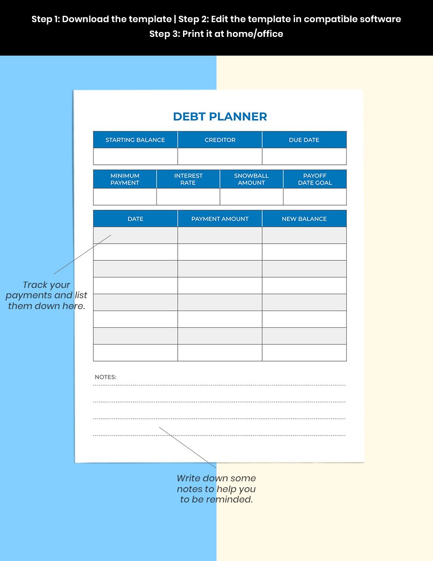 Printable Debt Planner Printable