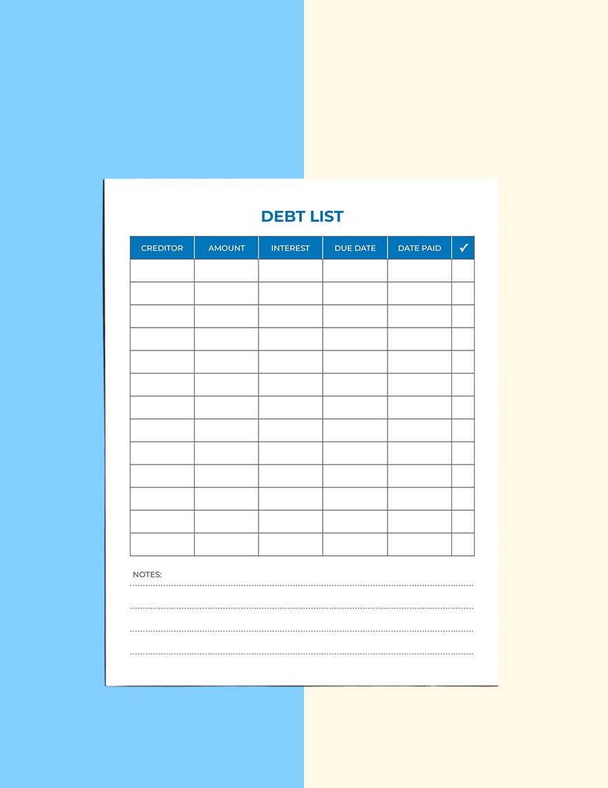 Printable Debt Planner Sample