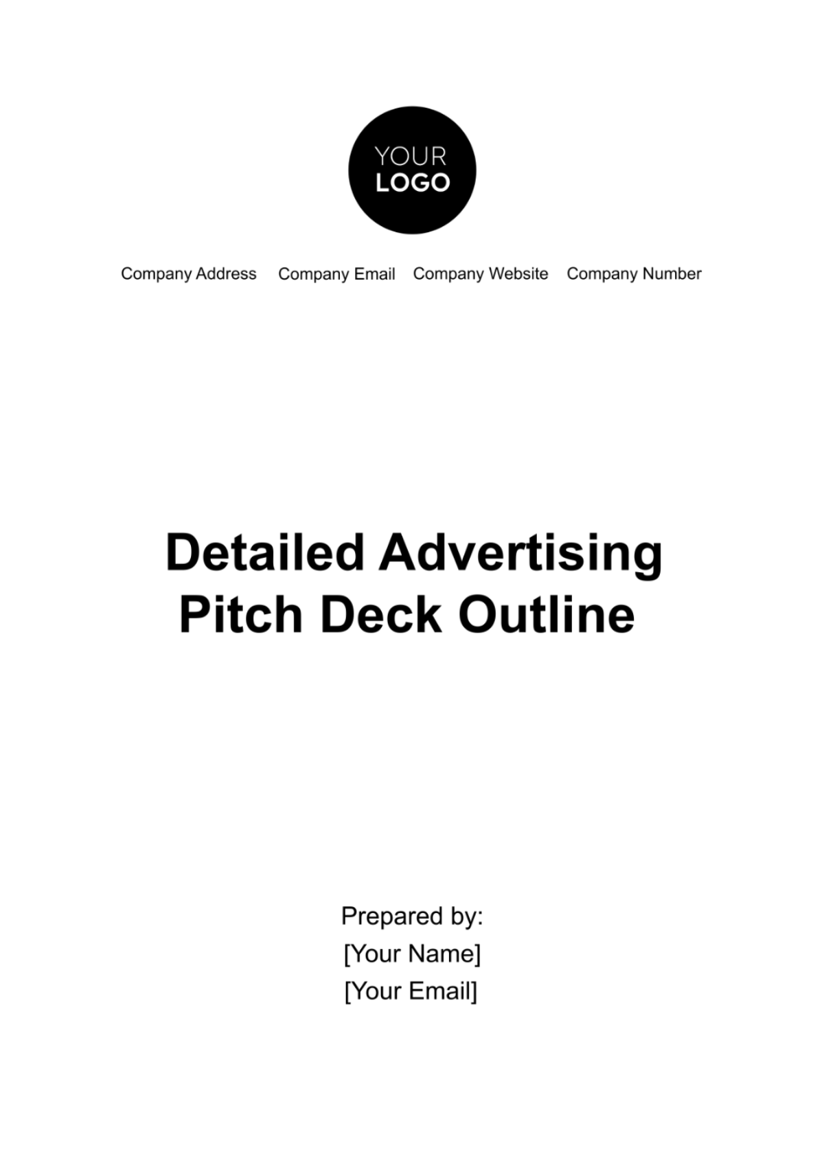 Detailed Advertising Pitch Deck Outline Template - Edit Online & Download