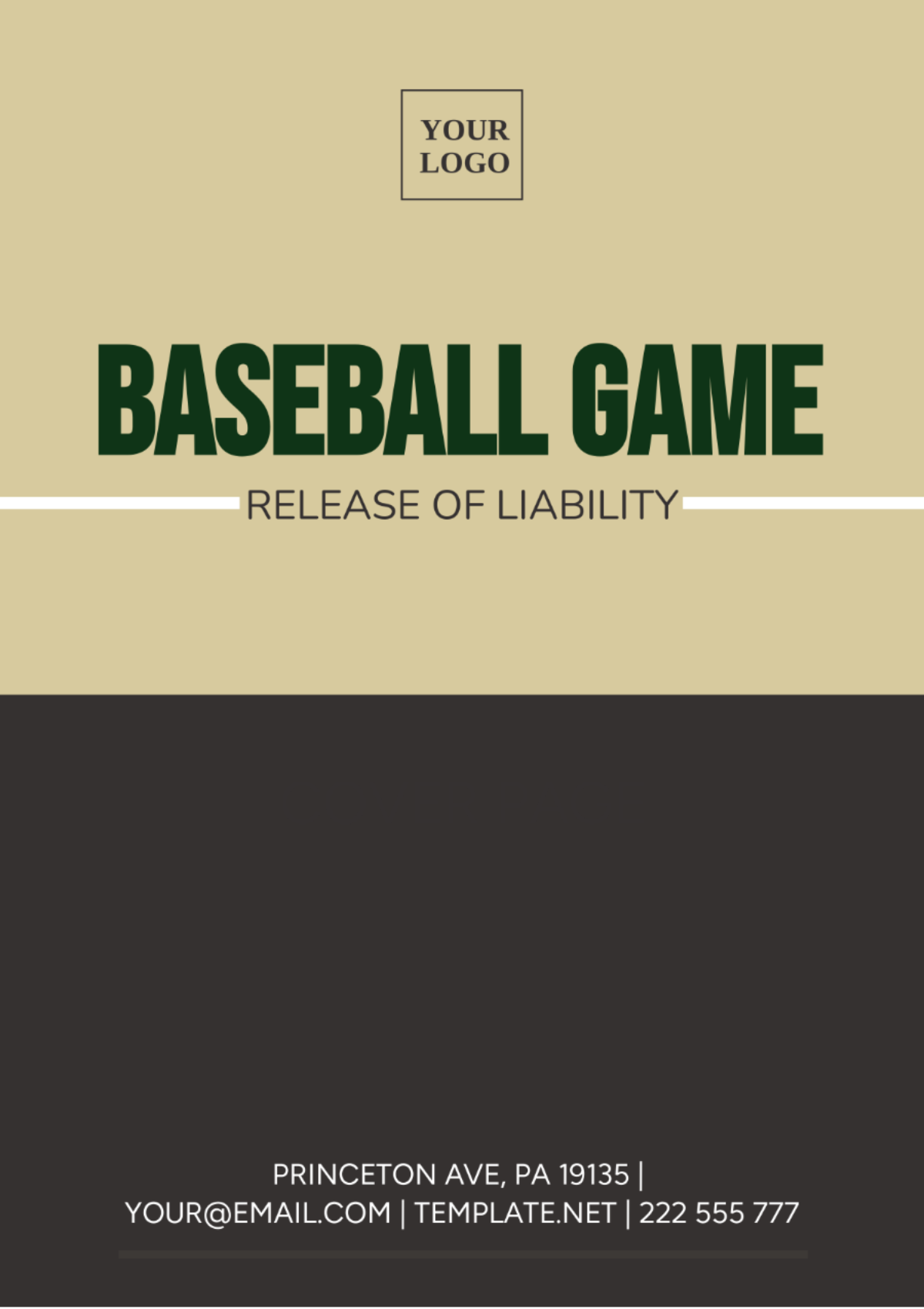 Baseball Game Release of Liability Template