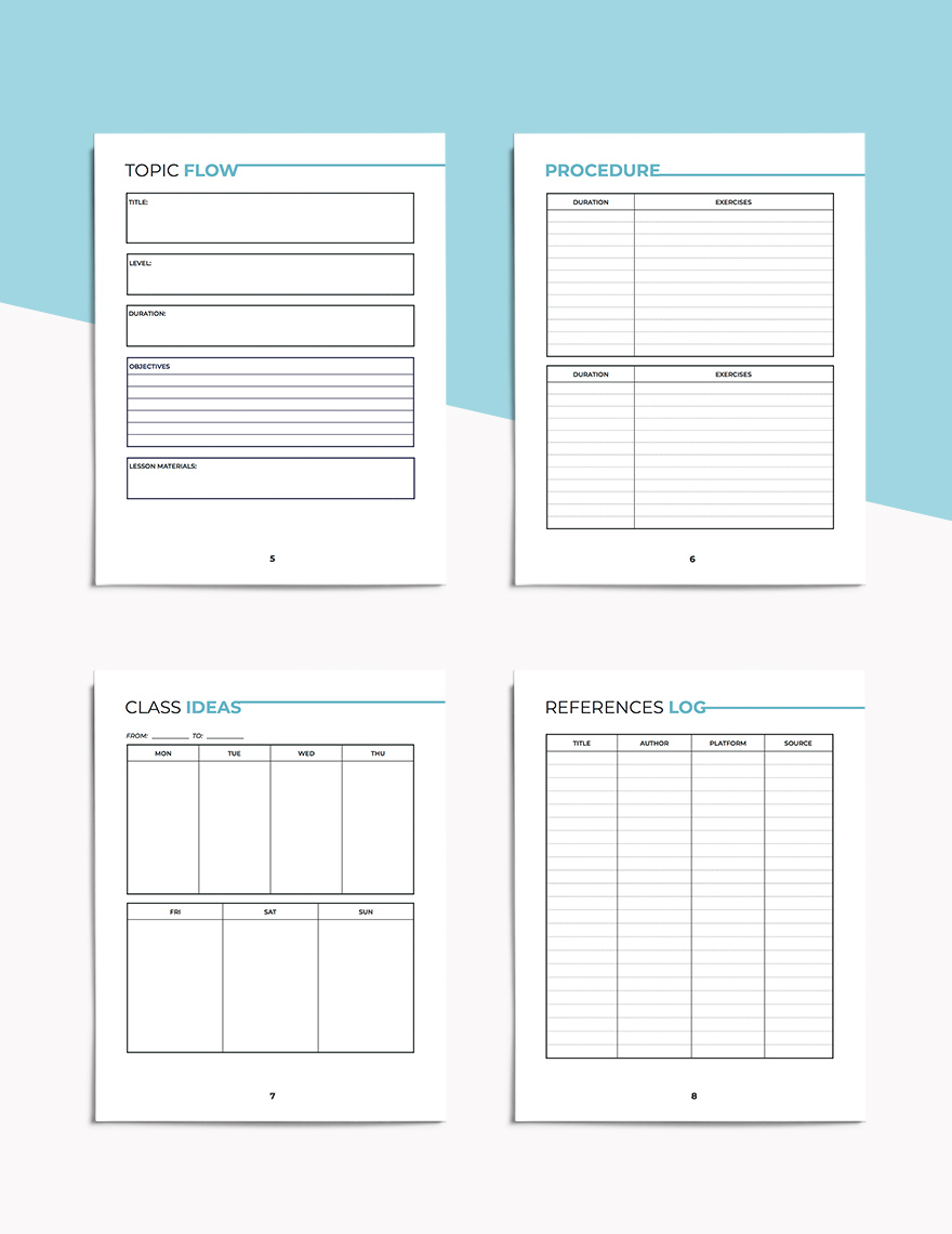 English Education Planner Template